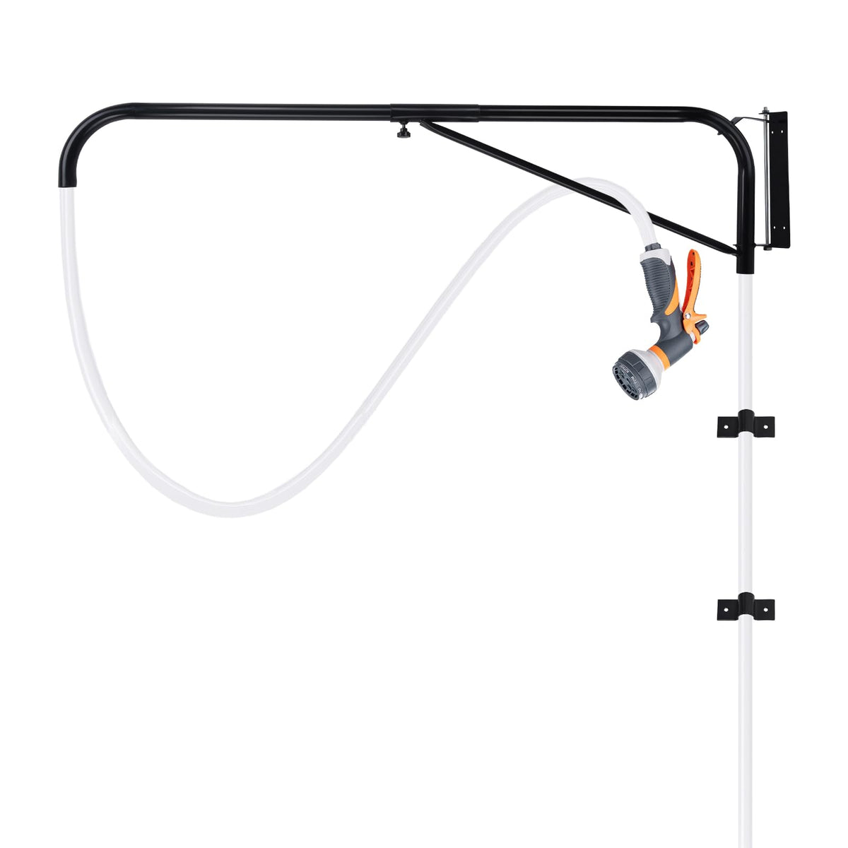 AshKiz Hose Boom Arm overview with sturdy wall mount for organized horse washing.