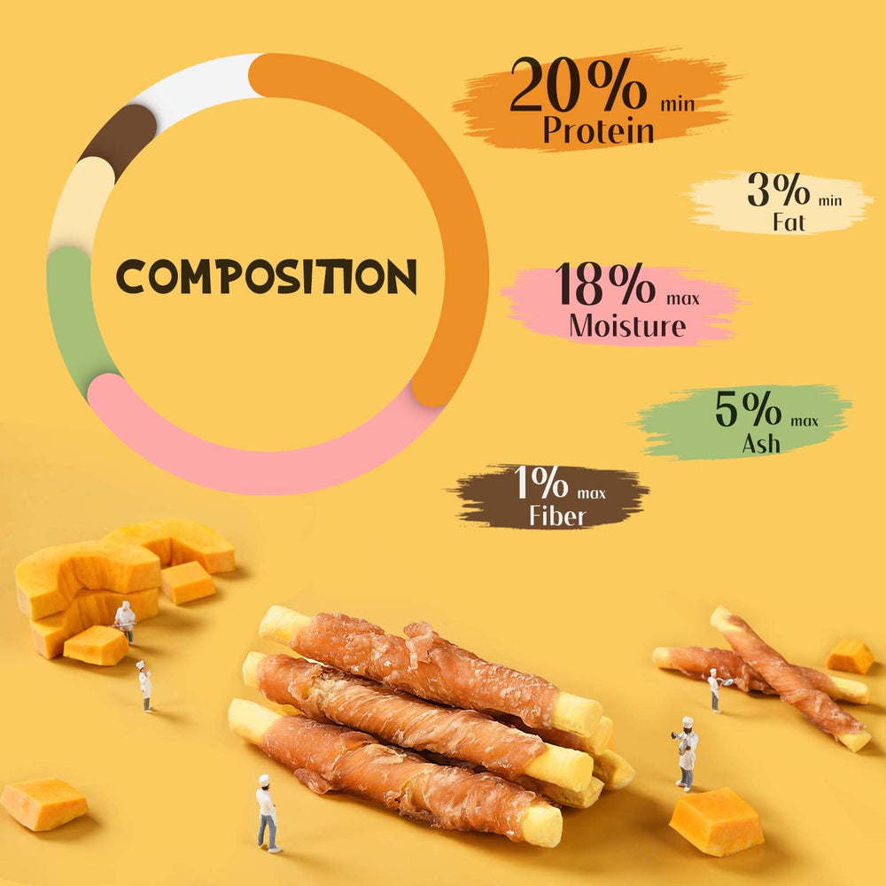 ASMPET joyful-snack chicken-wrapped pumpkin biscuit convenient mid-day treat for dogs.