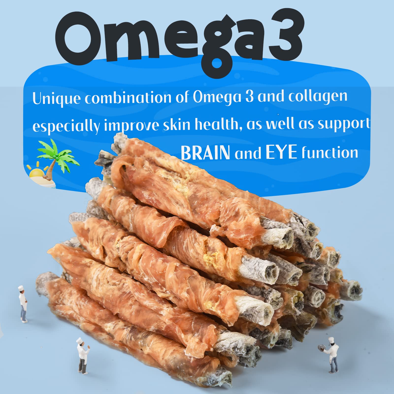 ASMPET dog cod skin treats chicken-wrapped stick offers tasty protein boost.