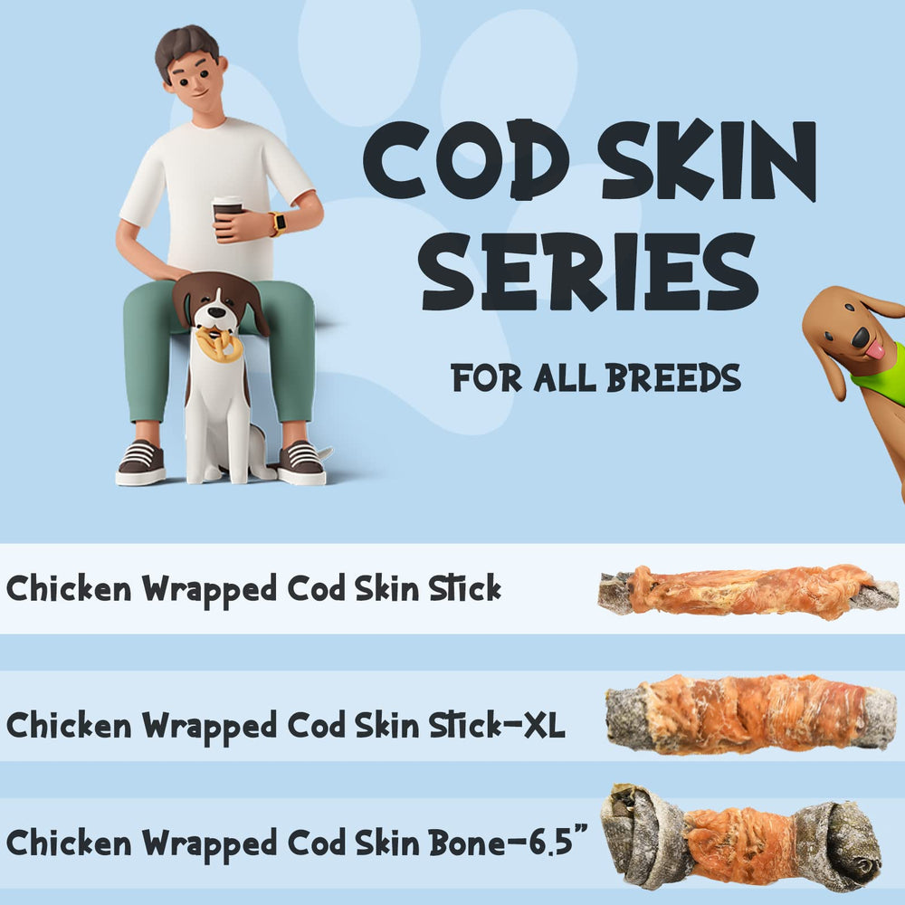 ASMPET dog cod skin treats digestible stick demonstrates complete absorbable protein.