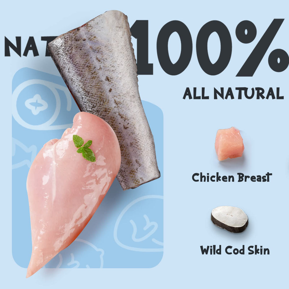 ASMPET dog cod-skin-treats packaging showcases convenient resealable storage