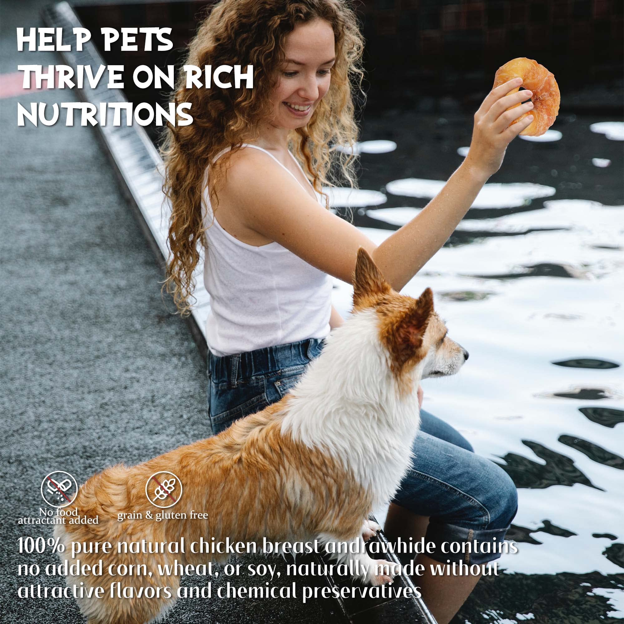 ASMPET dog donut treats, 4-inch donut shape for satisfying chew time.