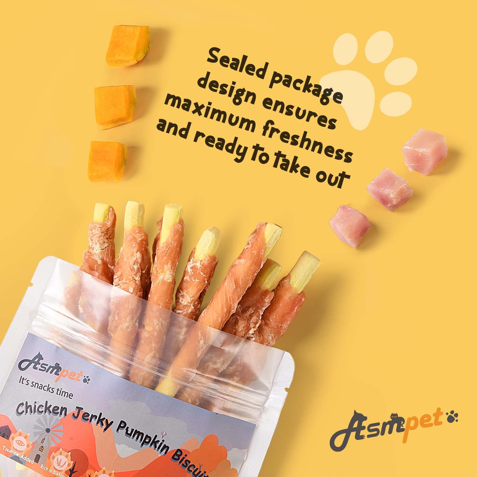 ASMPET training-reward chicken-wrapped pumpkin biscuit ideal for positive reinforcement during training.