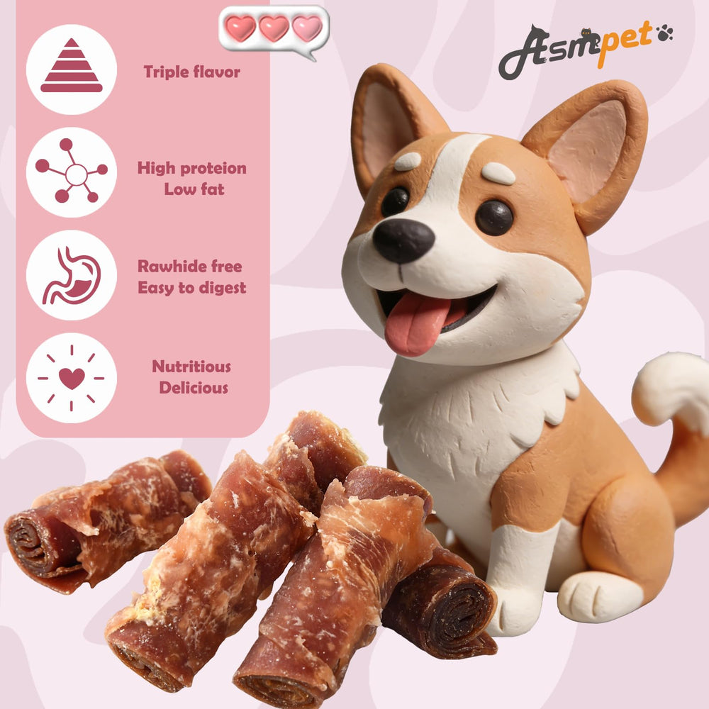 ASMPET duck and beef-filled rolls close-up highlighting protein variety for playtime