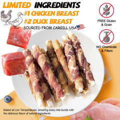 ASMPET dog chews with high-protein, grain-free formula for flavor and chewing.