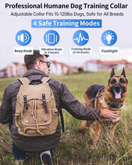 Asrcs collar shows beep and vibration cues for humane guidance.