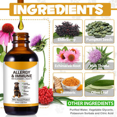 ASUSXCLI Allergy Relief Drops elderberry and curcumin blend supports seasonal relief in dogs