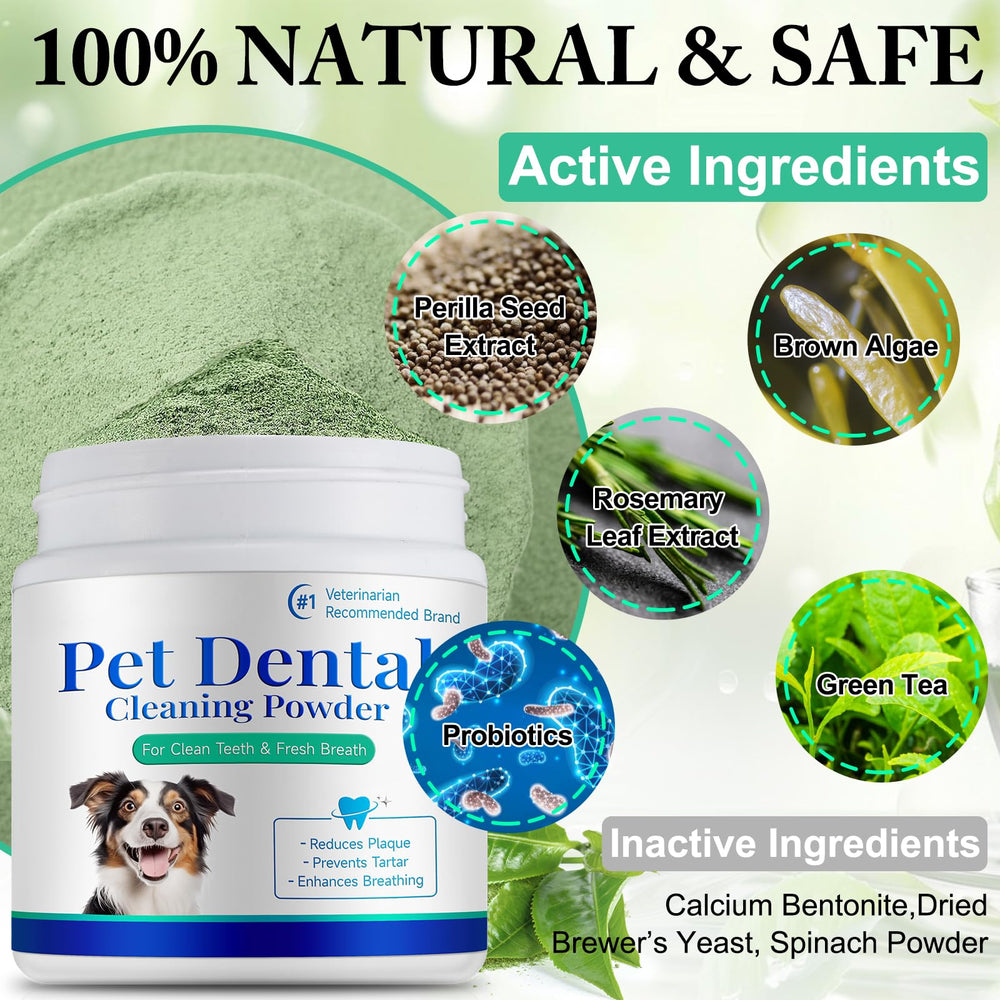 asusxcli dog dental powder sprinkled onto dog food helps promote healthier gums.