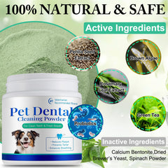 asusxcli dog dental powder sprinkled onto dog food helps promote healthier gums.