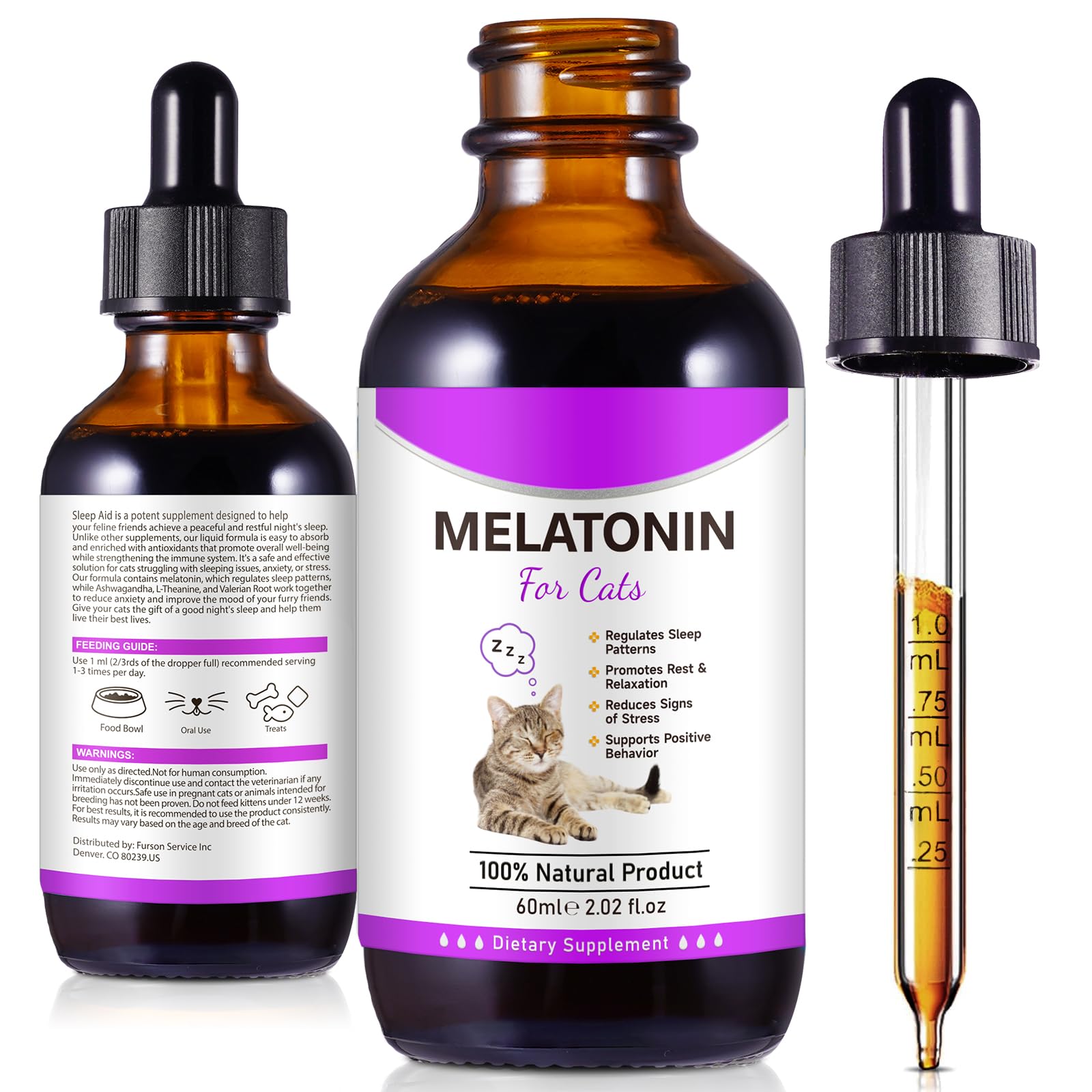 asusxcli melatonin for cats bottle pour for easy dosing and calmer evenings.