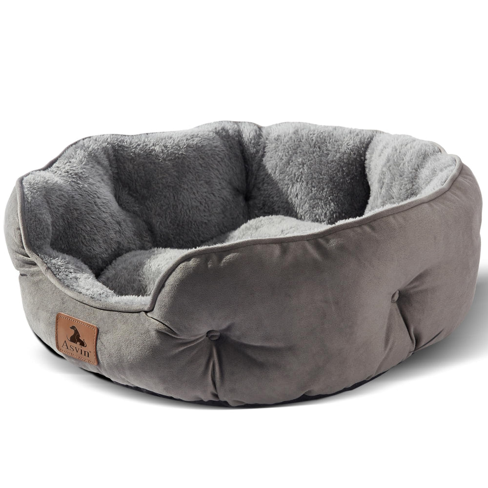 Asvin medium dog bed with soft Sherpa fleece for cozy naps