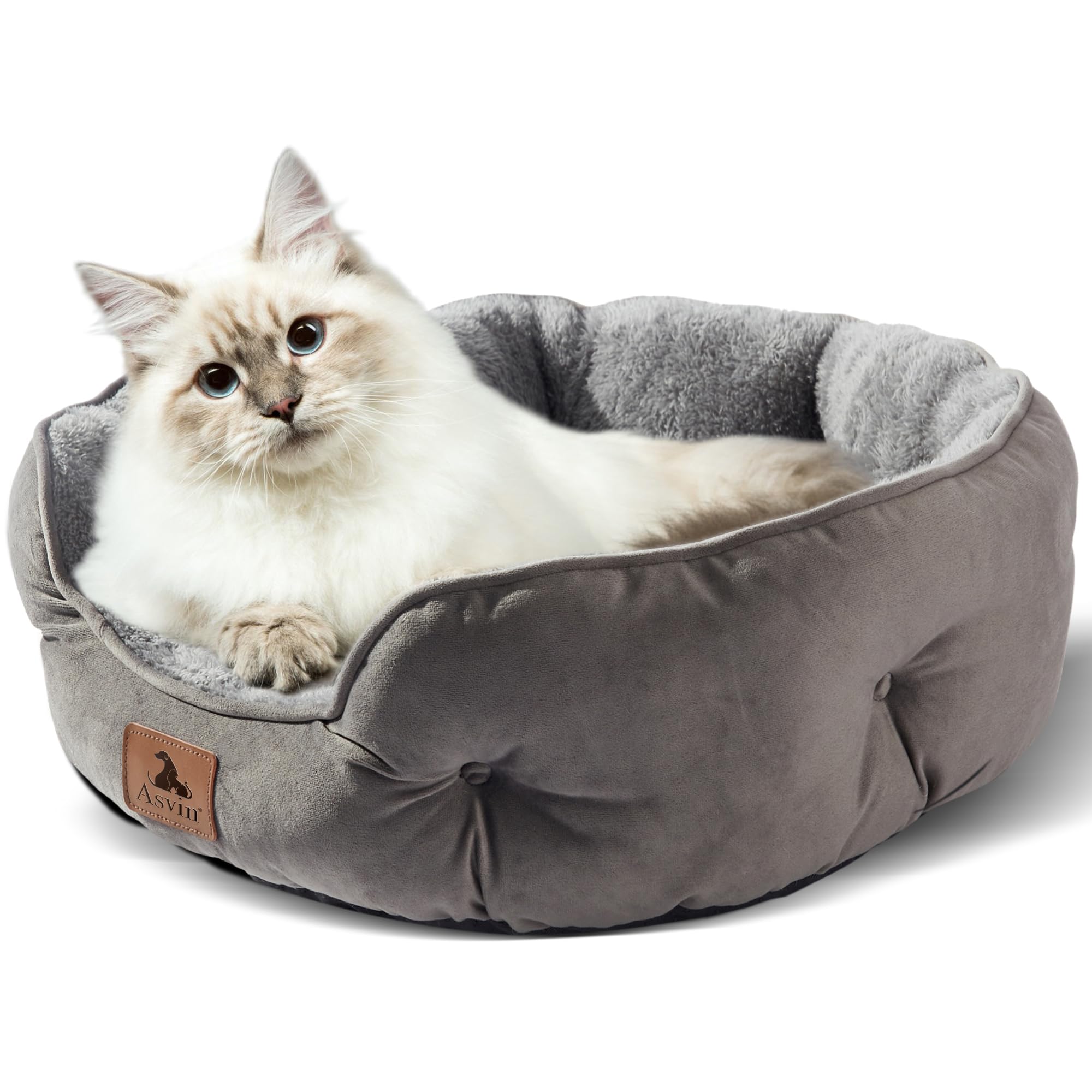 Asvin round design provides a secure, cozy lounge for pets.