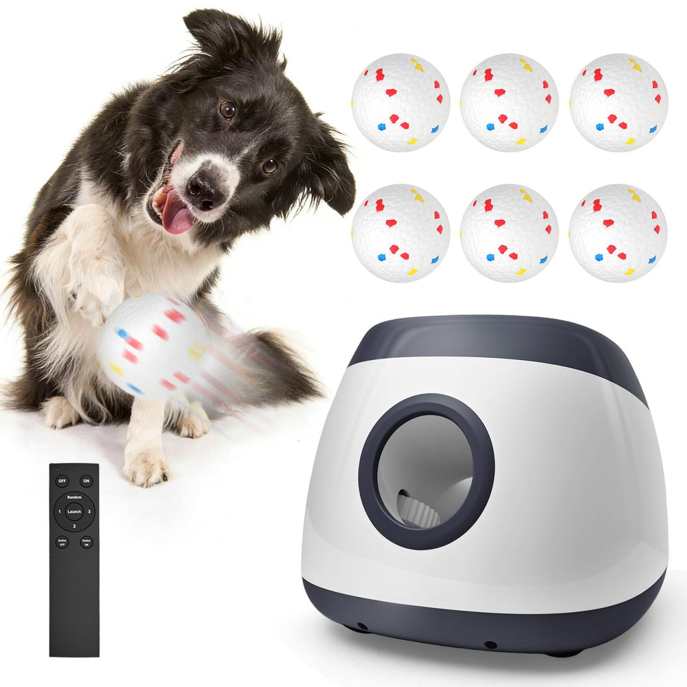 Atangee automatic dog ball launcher remote front view enables hands-free fetch