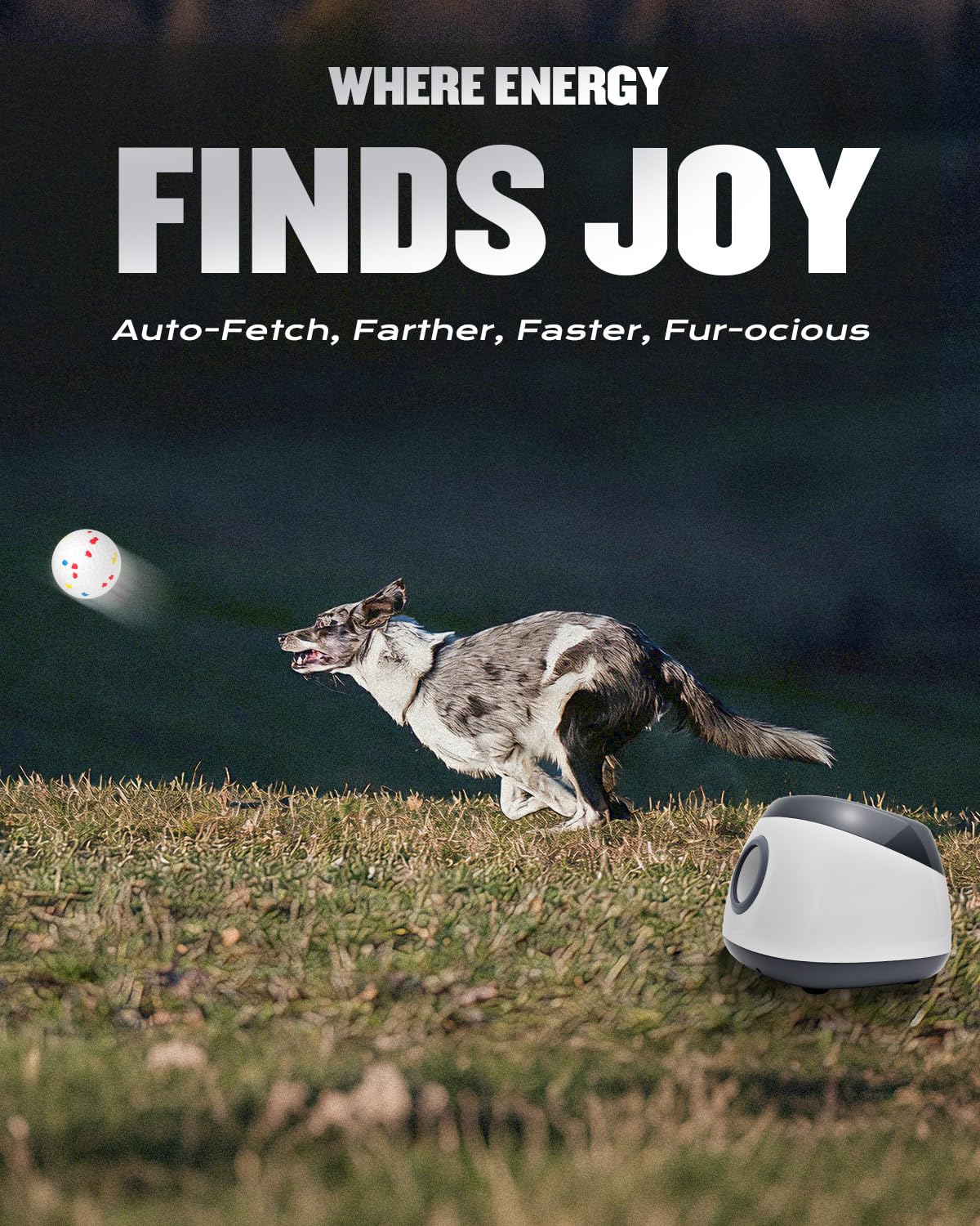 Atangee dog ball launcher side view shows compact profile for patio placement