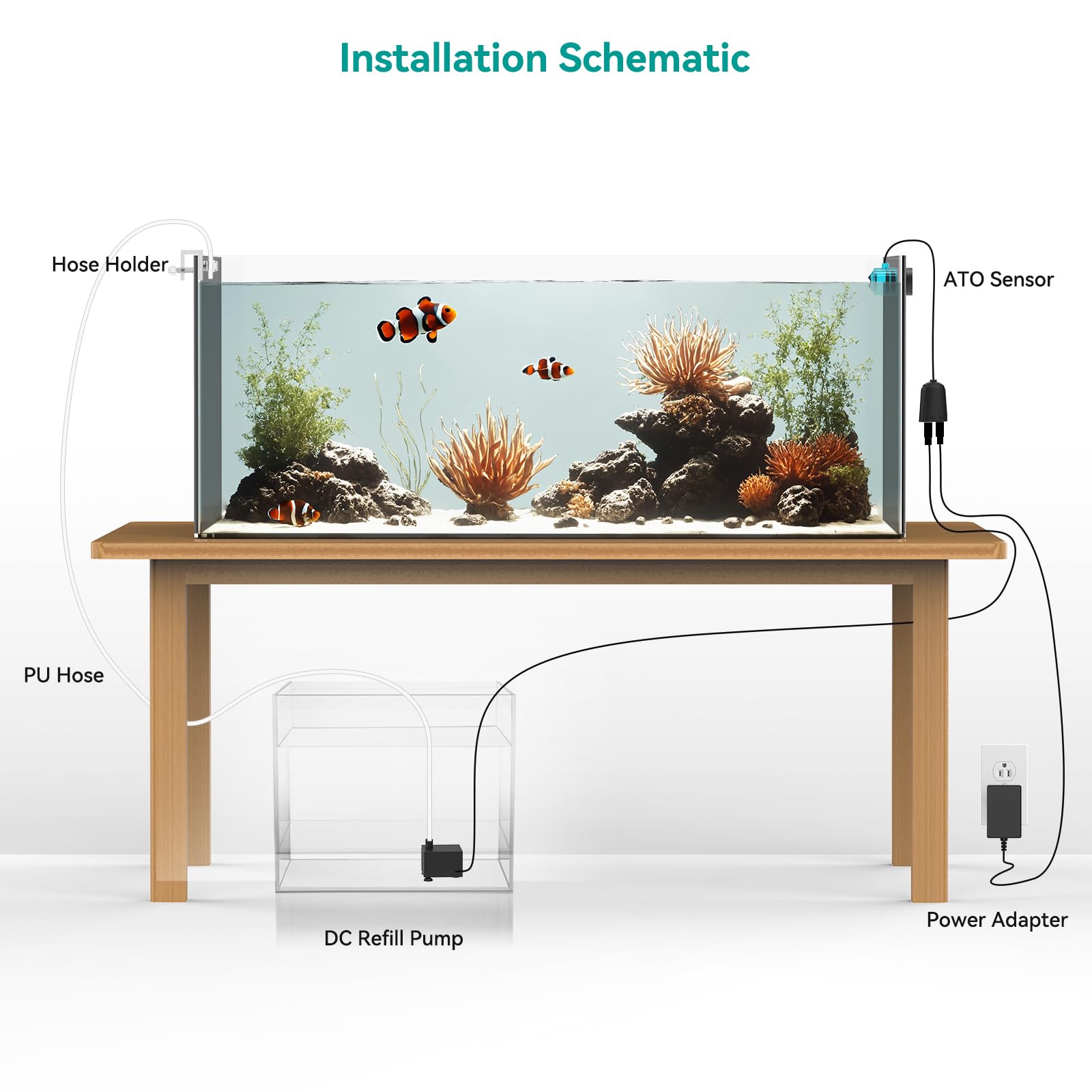 ATET quiet pump image demonstrates near-silent operation for peaceful display tanks