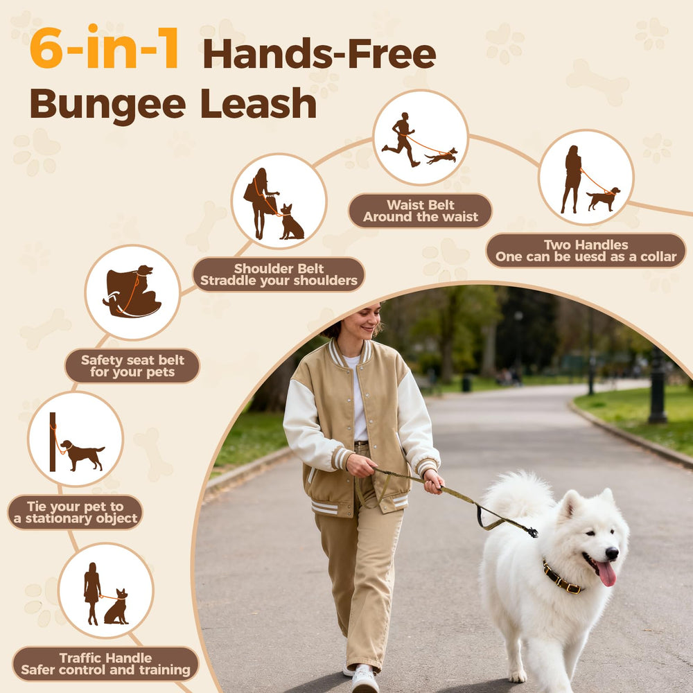 Atiansen leash with double handles, padded and traffic handle for comfortable daily walks.