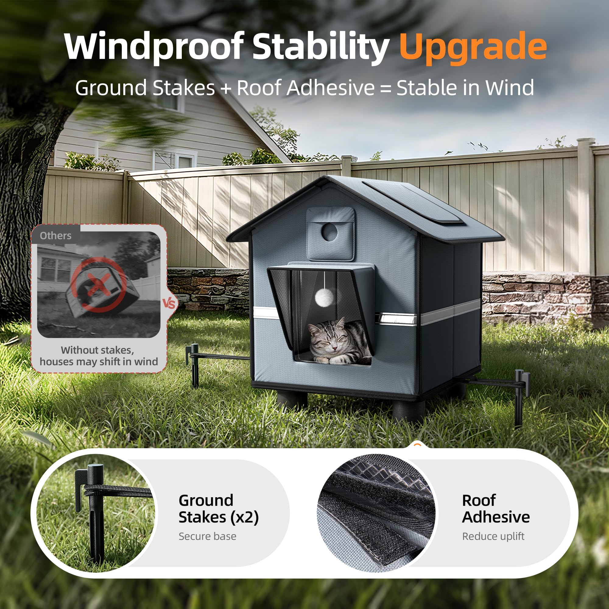 ATKTTOP outdoor cat house insulated 4-layer design maintains a warm microclimate.