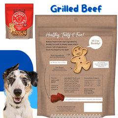 Atlantic Rush Buddy Biscuits Grain-Free Grilled Beef, protein-forward option for picky eaters.