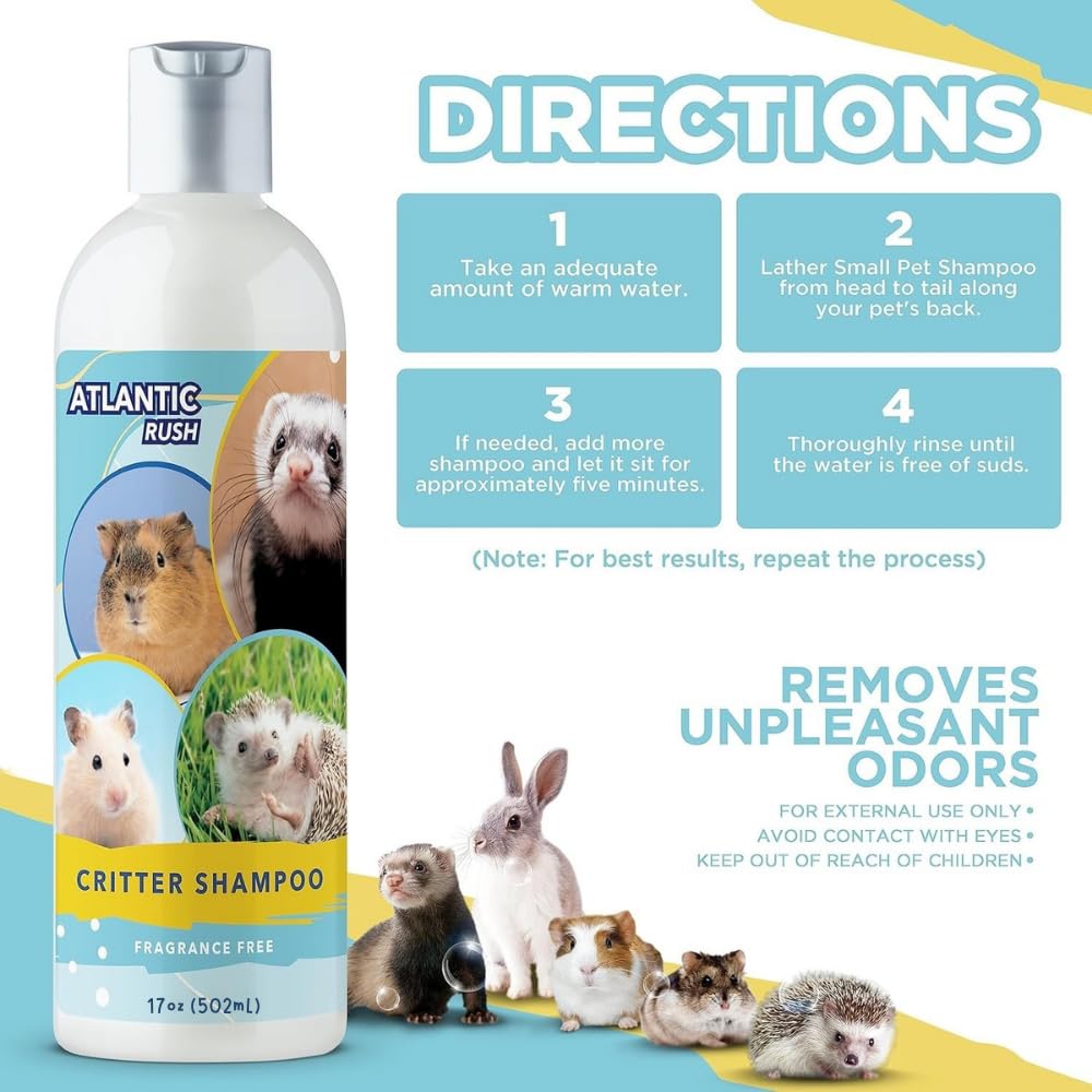 Atlantic Rush Critter Shampoo lathering on a small pet's coat.