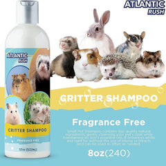 Atlantic Rush Critter Shampoo being poured gently for sensitive pets.