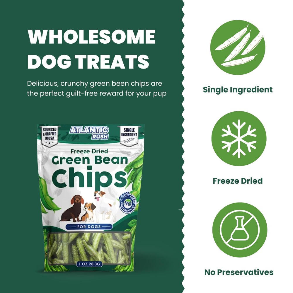 Atlantic Rush freeze-dried green beans close-up texture conveying shelf-stable quality