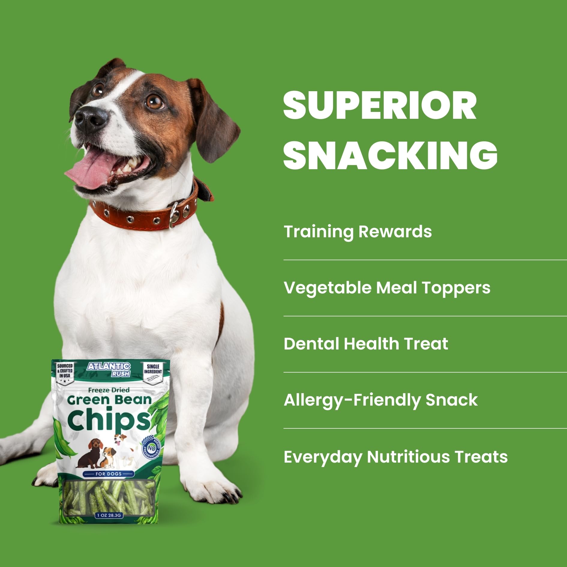 Atlantic Rush product on a shelf display for everyday pet snacking