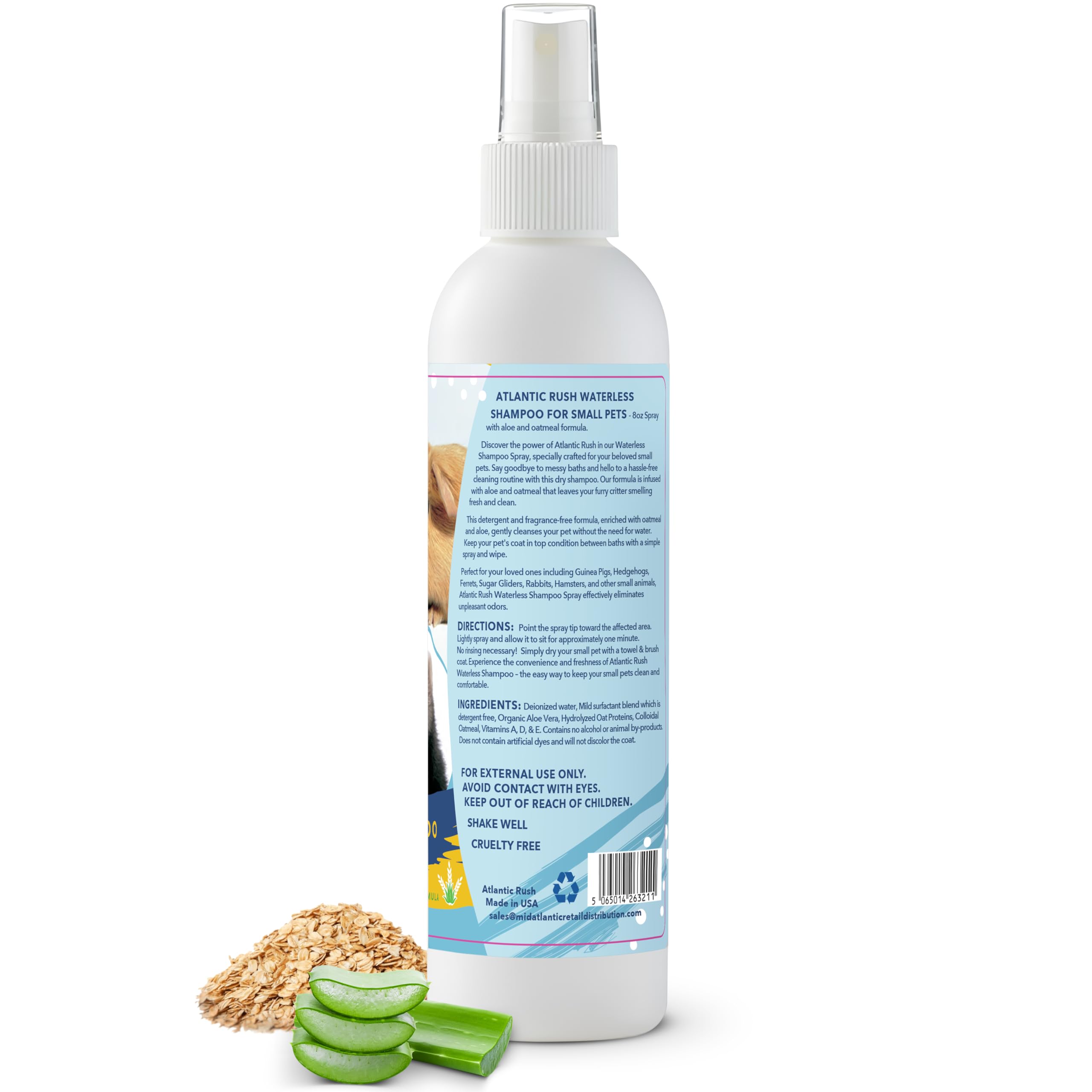 Applying Atlantic Rush on a ferret for gentle cleansing.