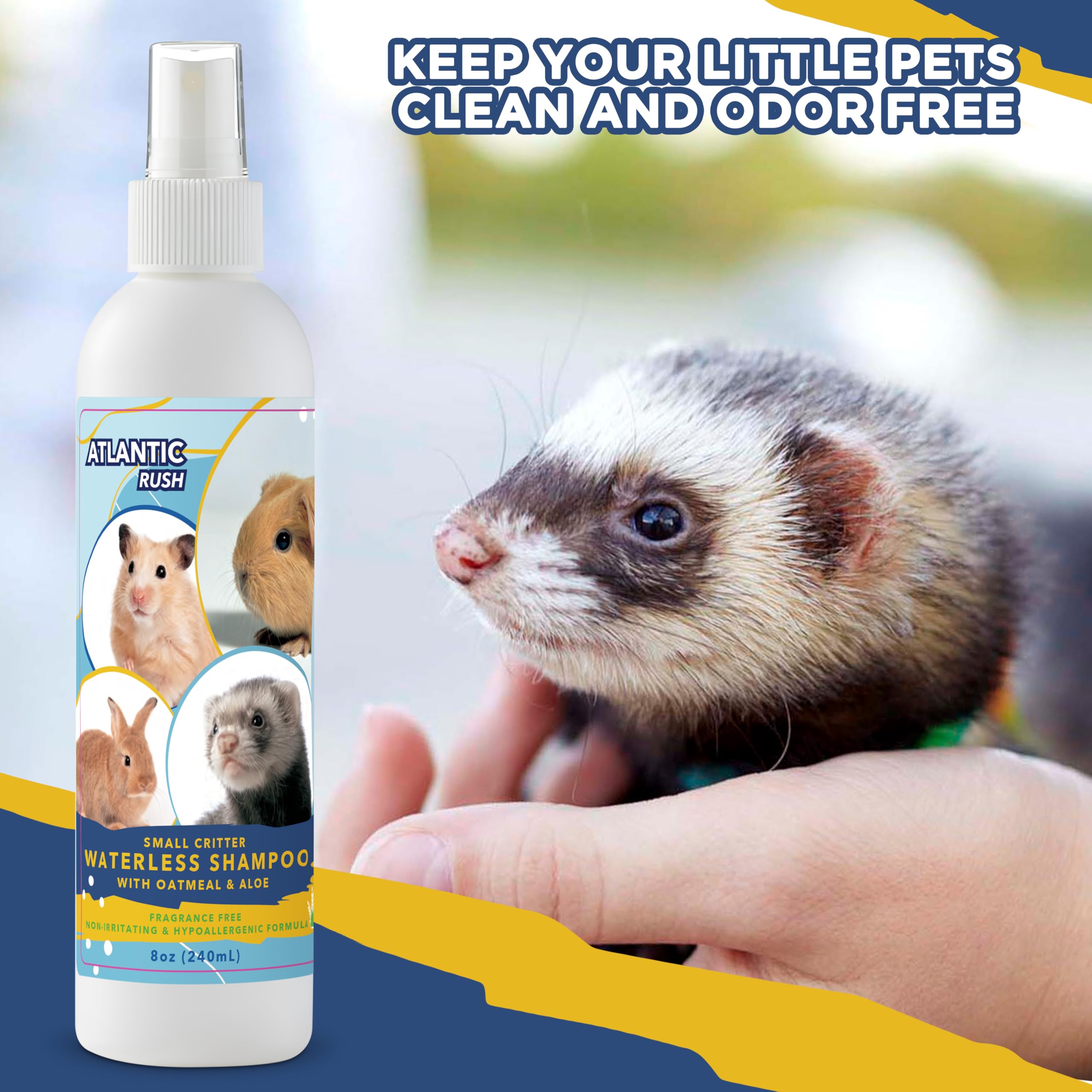 Fragrance-free Atlantic Rush shampoo ideal for sensitive small pets.