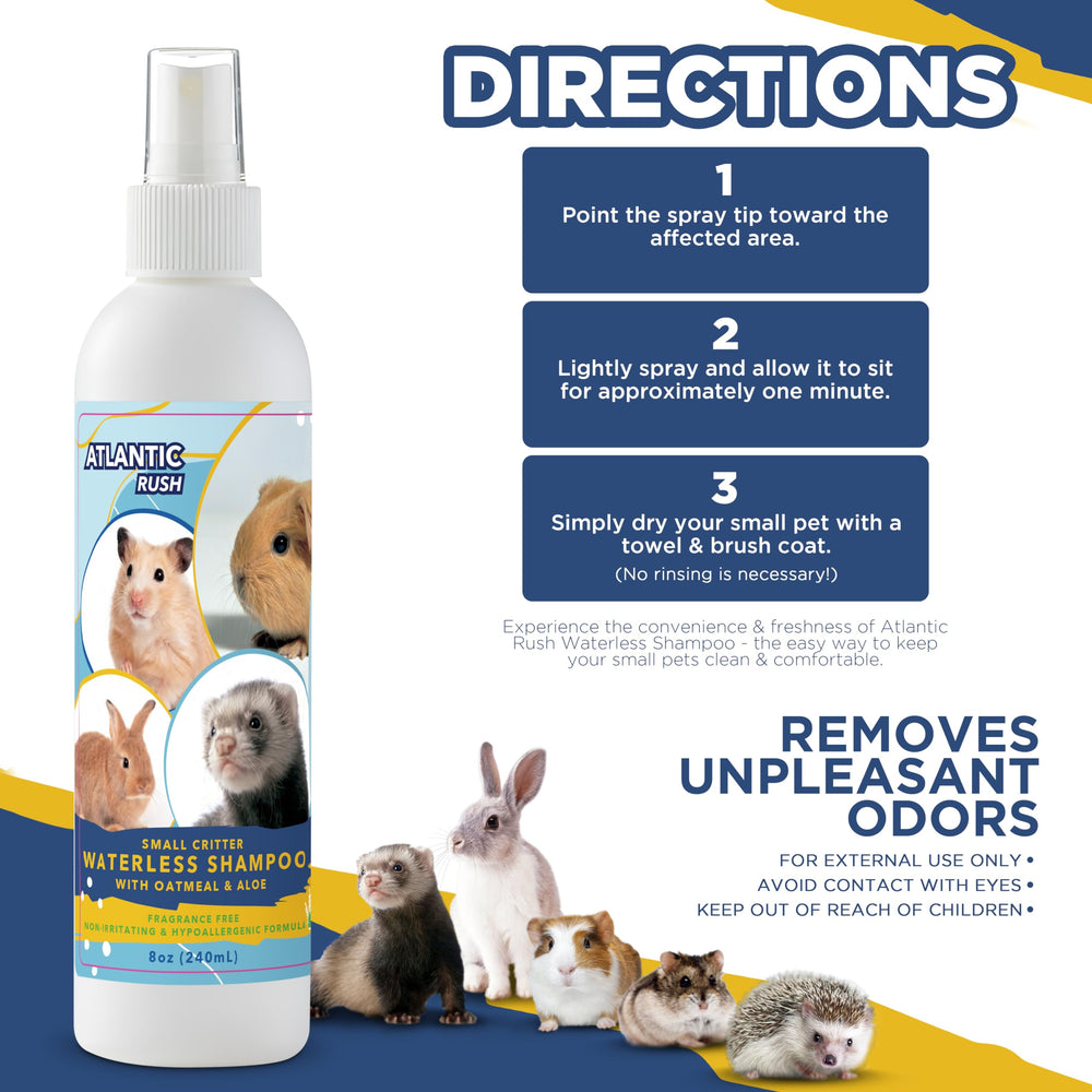 Ferret fur after using Atlantic Rush no-rinse shampoo to reduce odors.