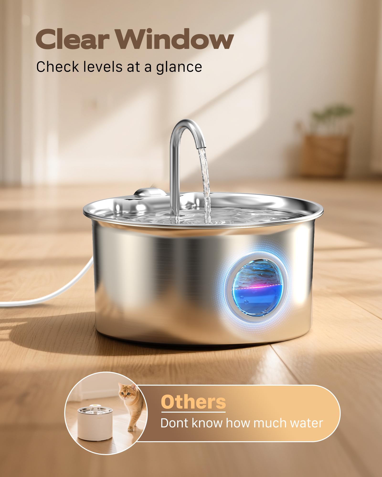 ATMZIQXR cat water fountain four-stage filtration purifies drinking water.