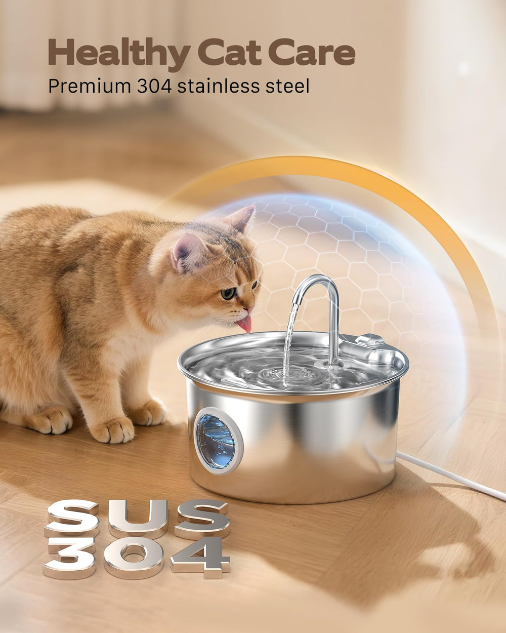 ATMZIQXR cat water fountain water level window for easy refills.