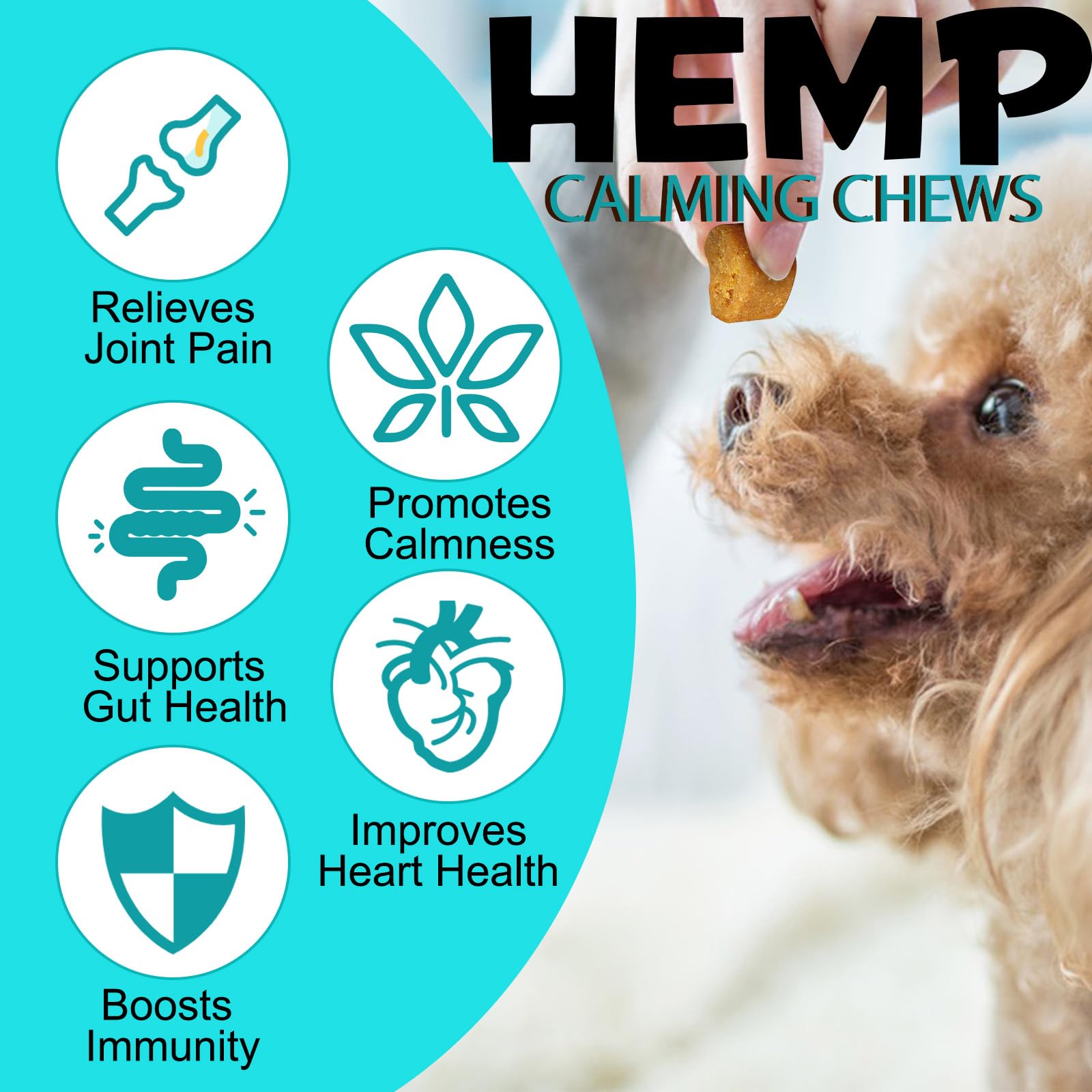 ATOANY ingredients list shows hemp, valerian, chamomile for natural calming support.