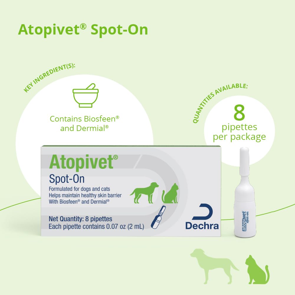 Atopivet spot-on back-area application on a dog for targeted care.