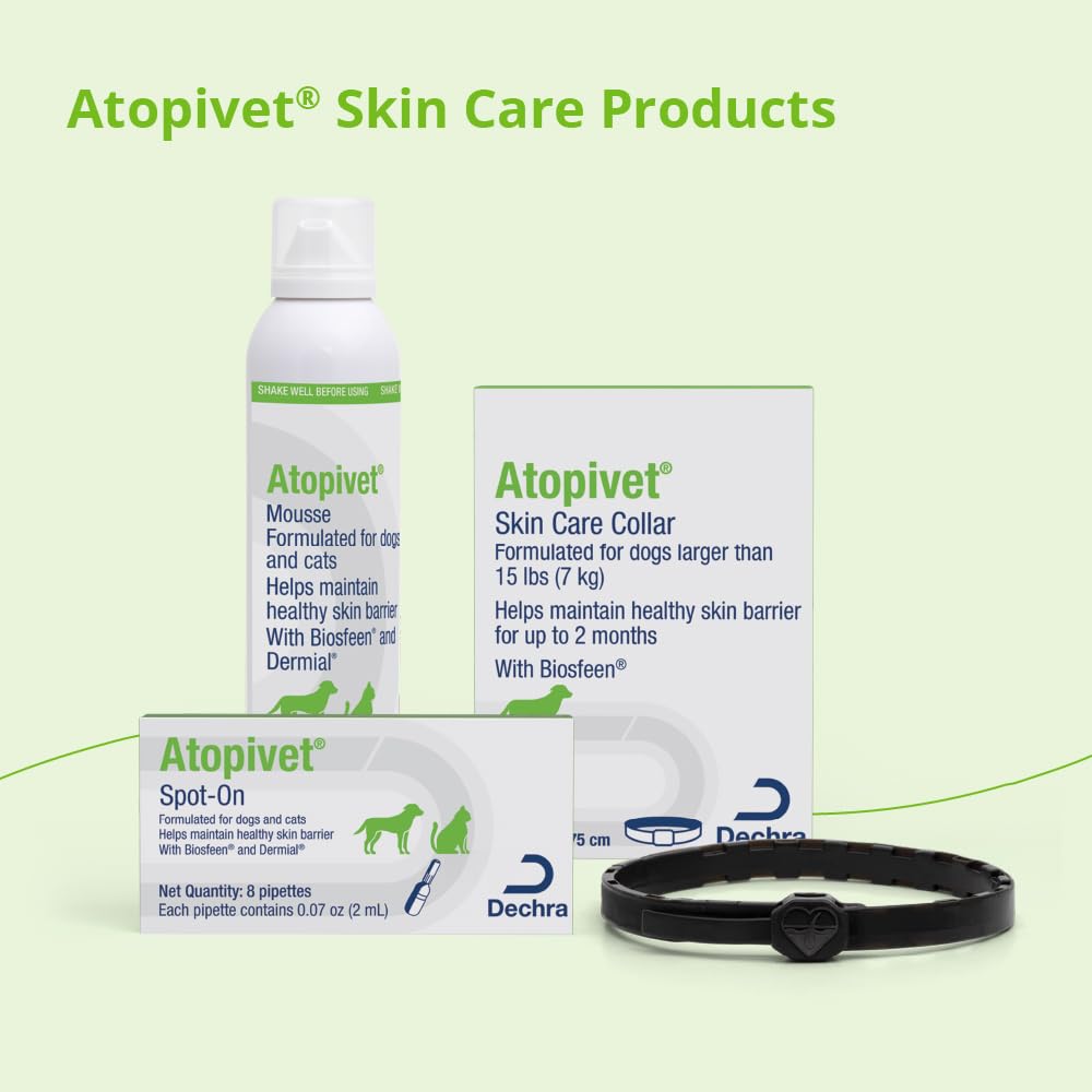 Atopivet spot-on being applied, enabling gentle at-home care.