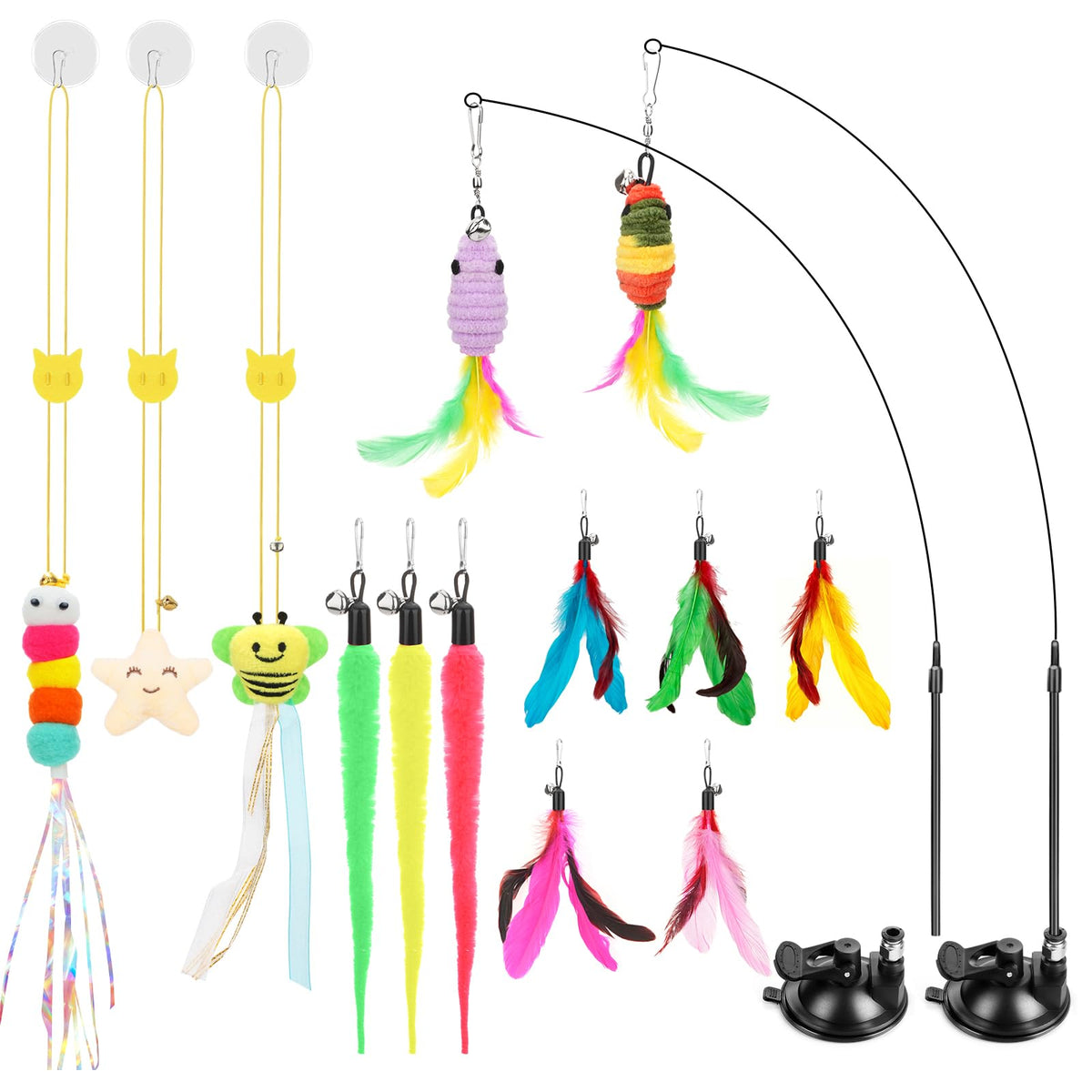 Atosun wand set with feathers for active indoor play