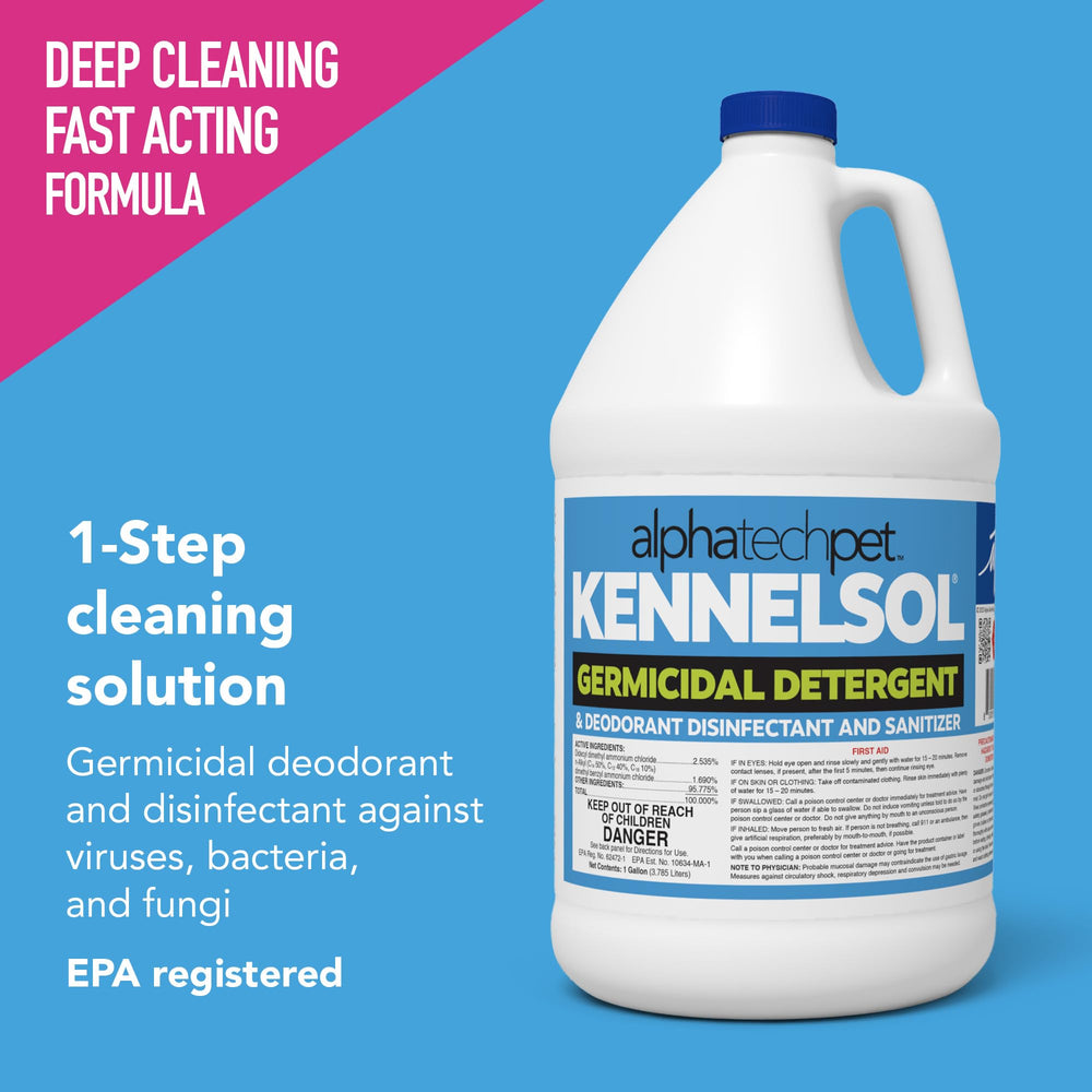ATP KennelSol dilution instructions graphic for quick disinfection