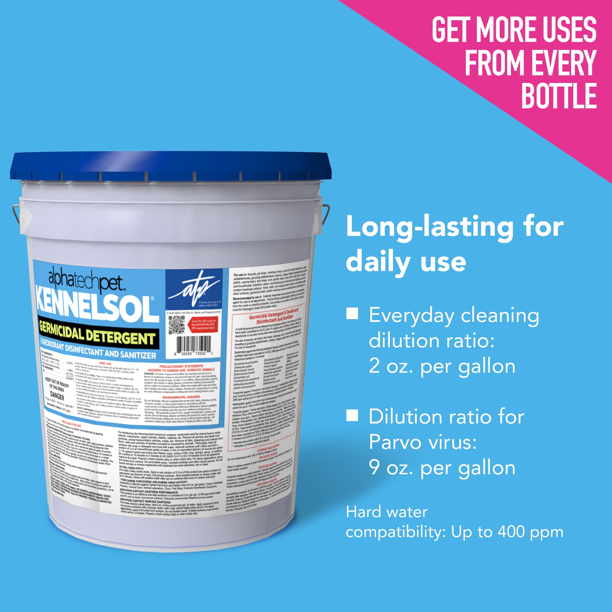 ATP KennelSol label closeup with usage details