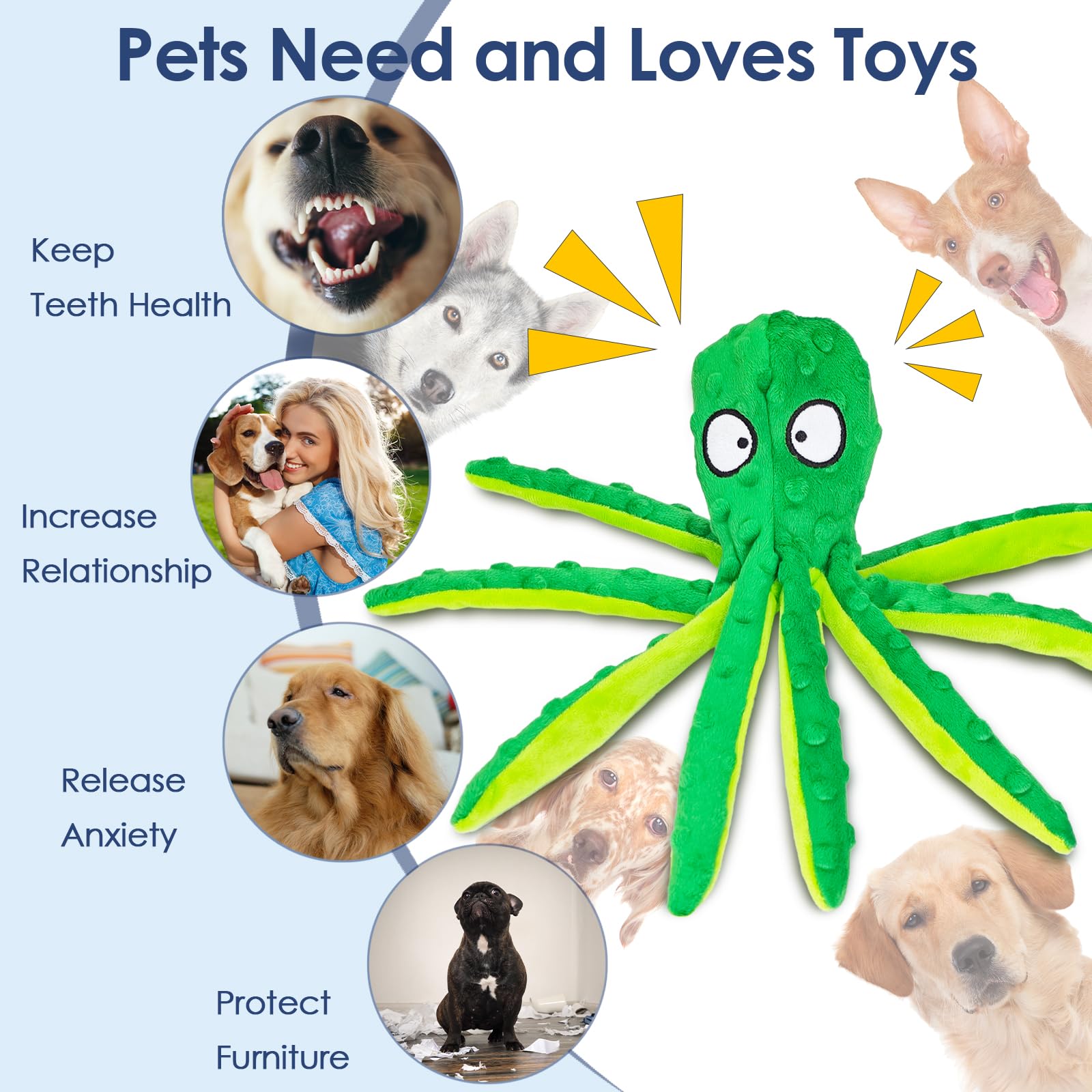 ATZNZIK head-squeaker octopus toy for engaging fetch and recall