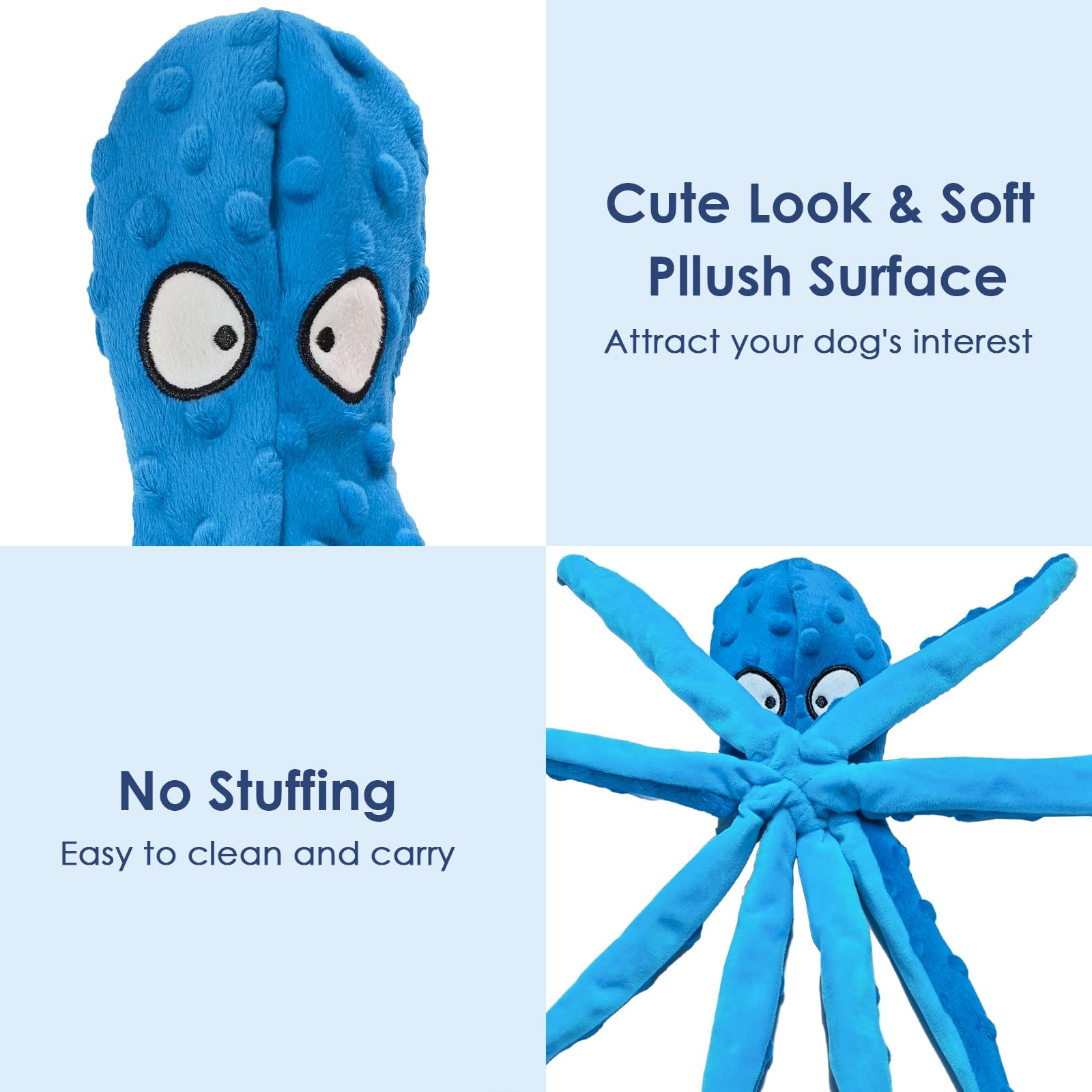 ATZNZIK octopus yellow squeaky crinkle toy for added noise