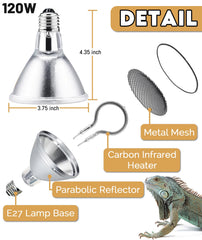 AUAAQ Deep Heat Projector Lamp with reflector inside concentrates warmth for basking.