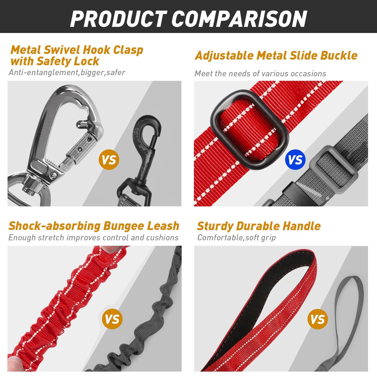 AUBELL 360-degree rotating carabiner prevents leash tangling during runs.