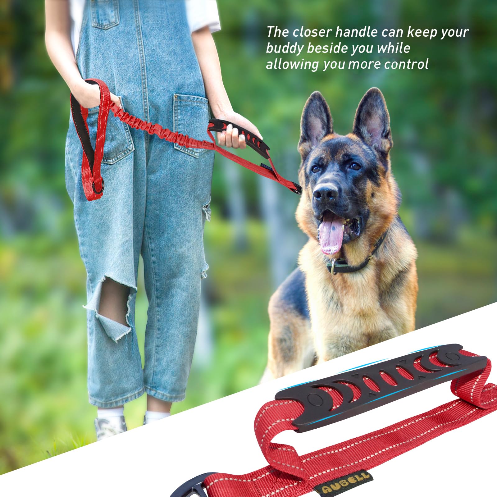 AUBELL heavy-duty leash with D-ring for bags and accessories.
