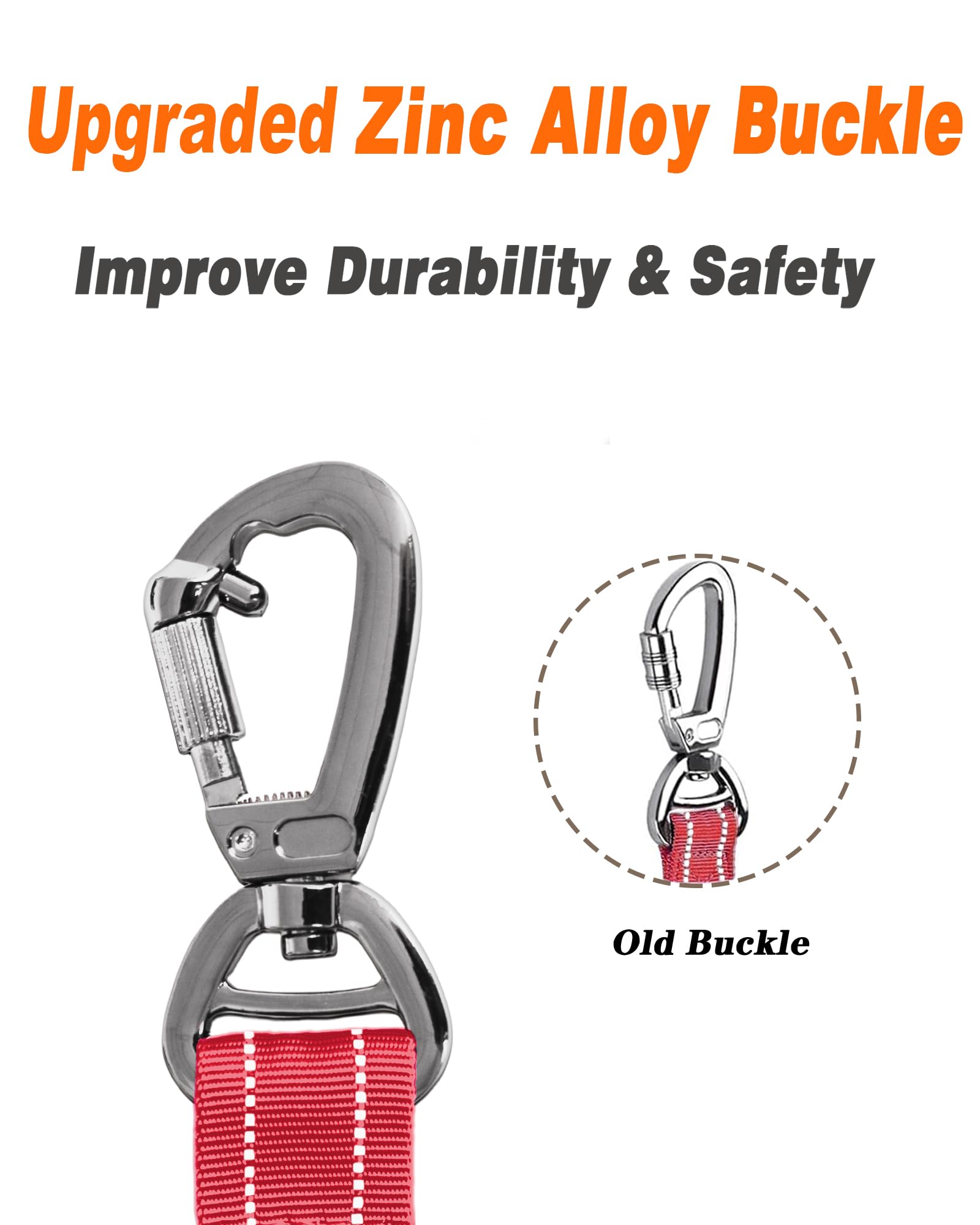 AUBELL heavy-duty leash with shock-absorbing bungee reduces strain on strong pullers.