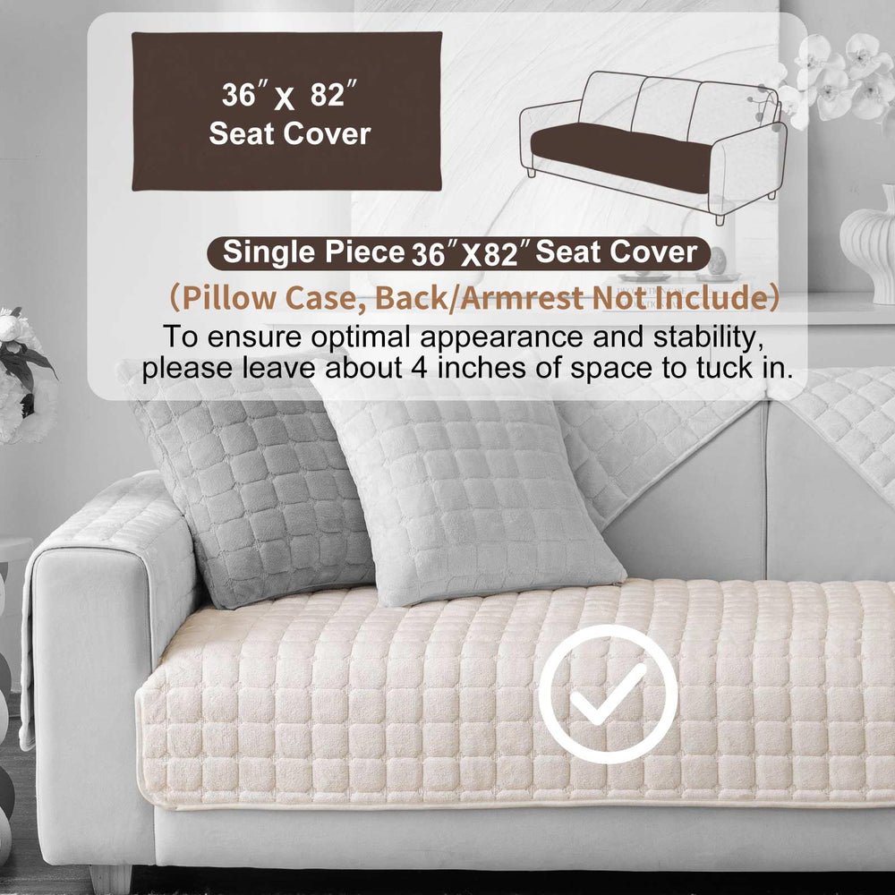 Aucrovee velvet couch cover shows non-slip backing securing the fabric in place.