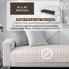Aucrovee velvet couch cover shows non-slip backing securing the fabric in place.