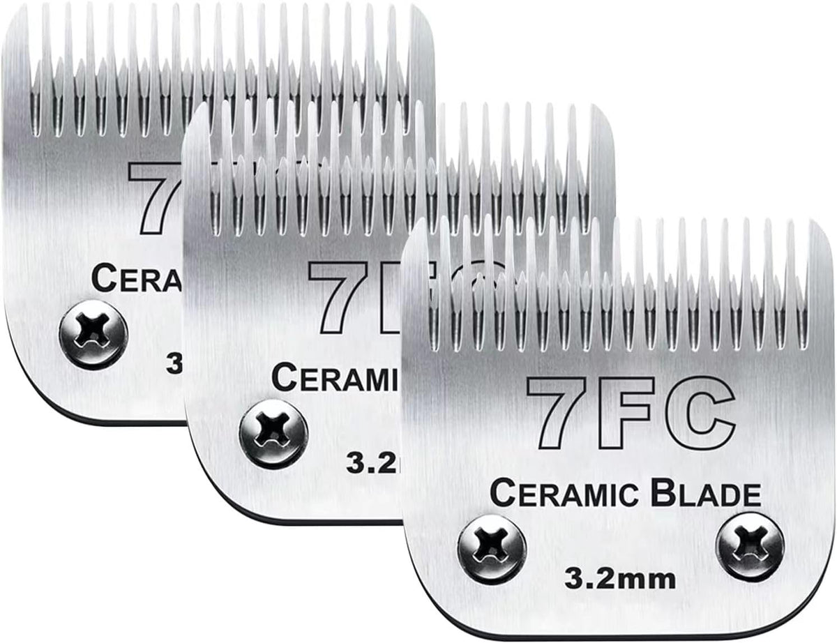 Audoc 7FC blade ceramic-stainless combo for precise pet grooming and cooler cuts.
