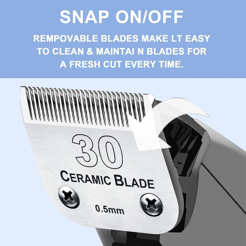 Audoc Oster A5-compatible 30-blade ensures consistent cuts on multiple coats.