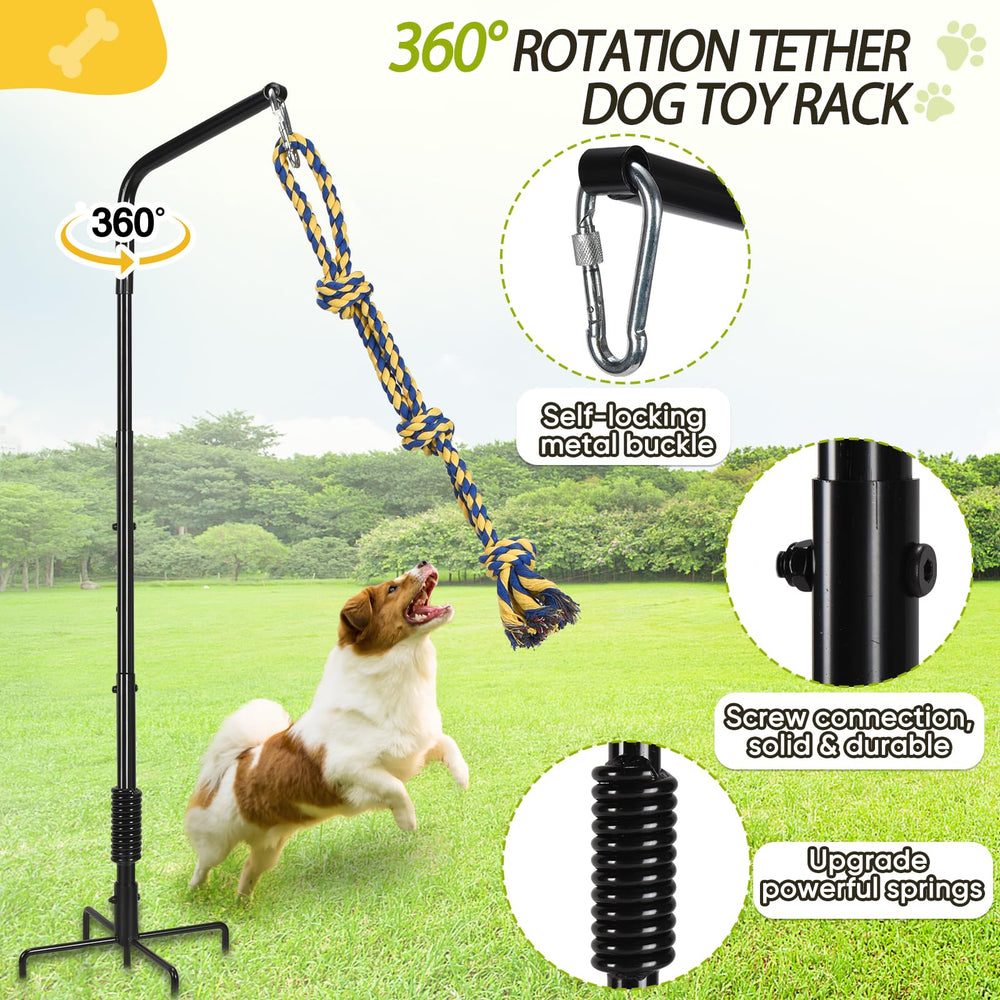 AugFir spring pole dog tug rack supports interactive play with a secure spring return.