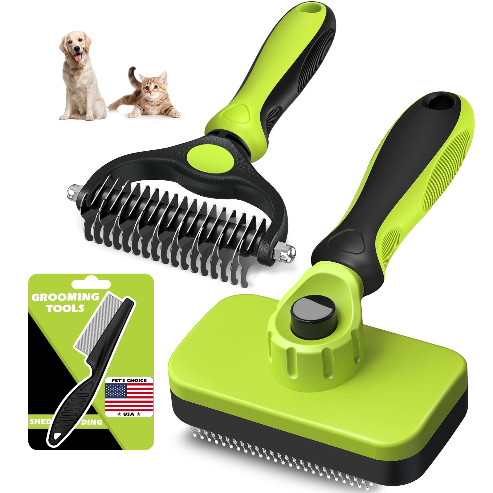 Augwind 3PCS grooming kit packshot shows all tools for comprehensive pet care.