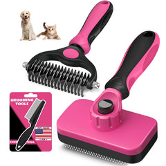 Augwind self-cleaning slicker brush for easy fur removal and gentle grooming.